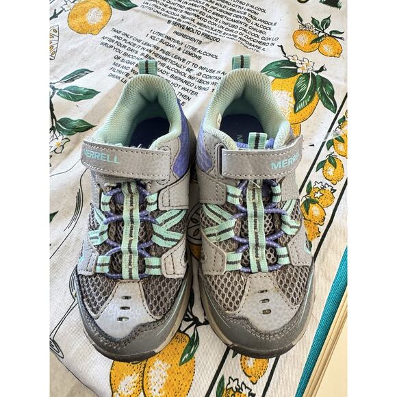 Merrell Trail Chaser Hiking Shoes Girls Size 11 Months Grey / Teal Hook & Loop‎ - Picture 1 of 5